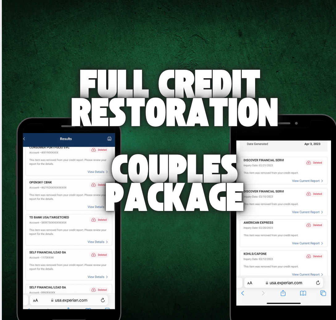 Couples Full Credit Restoration(One Time Fee)